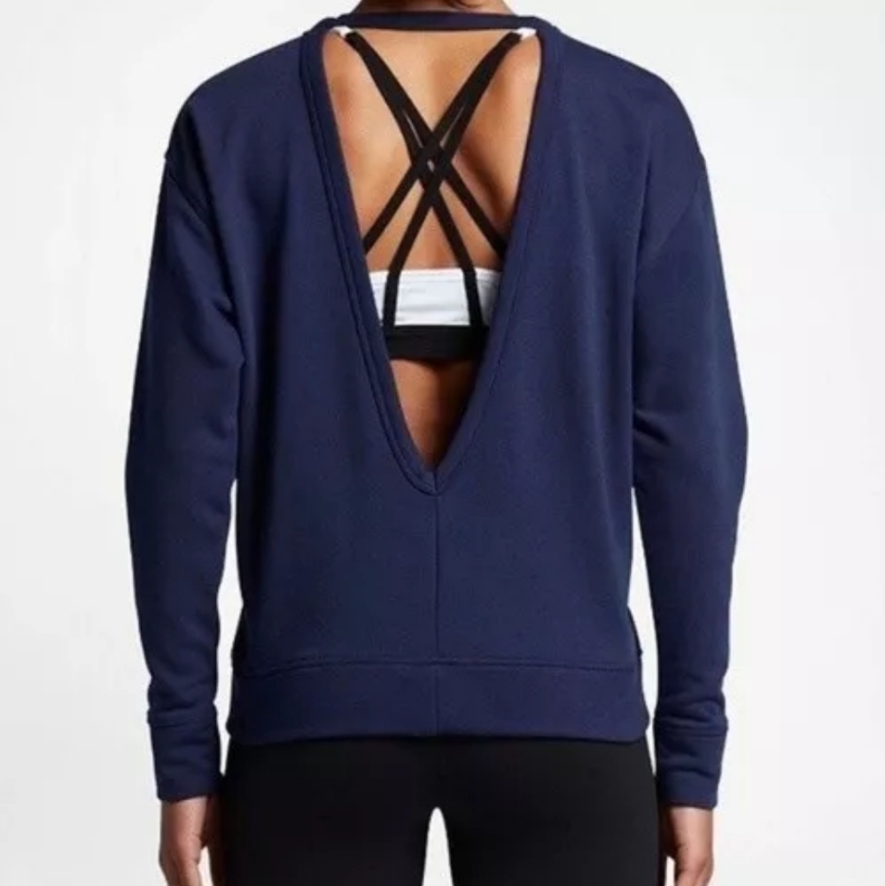 Nike Dri-Fit Open Back Crew neck Sweater Blue Large